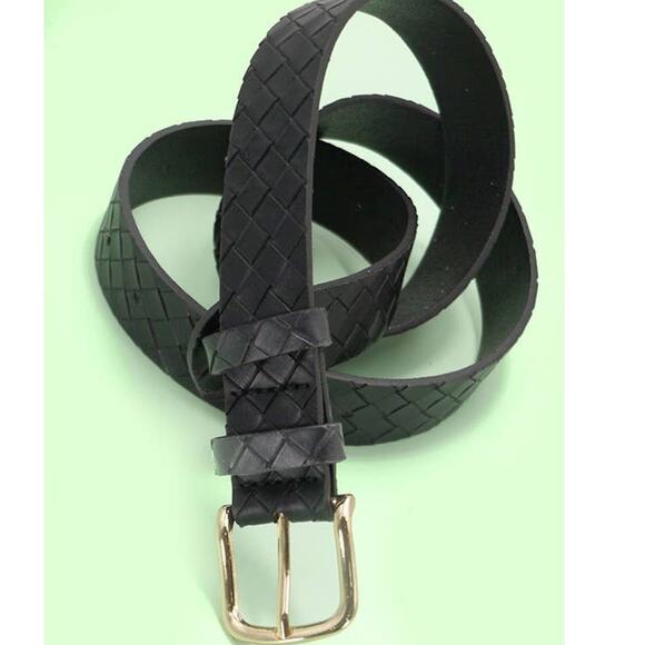 Classic Woven Embossed Vegan Leather Belt Black - Picture 1 of 3